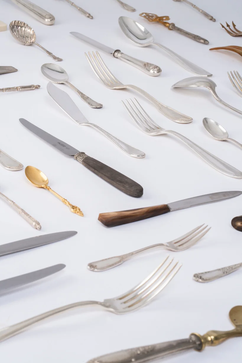 Vintage cutlery in a collection