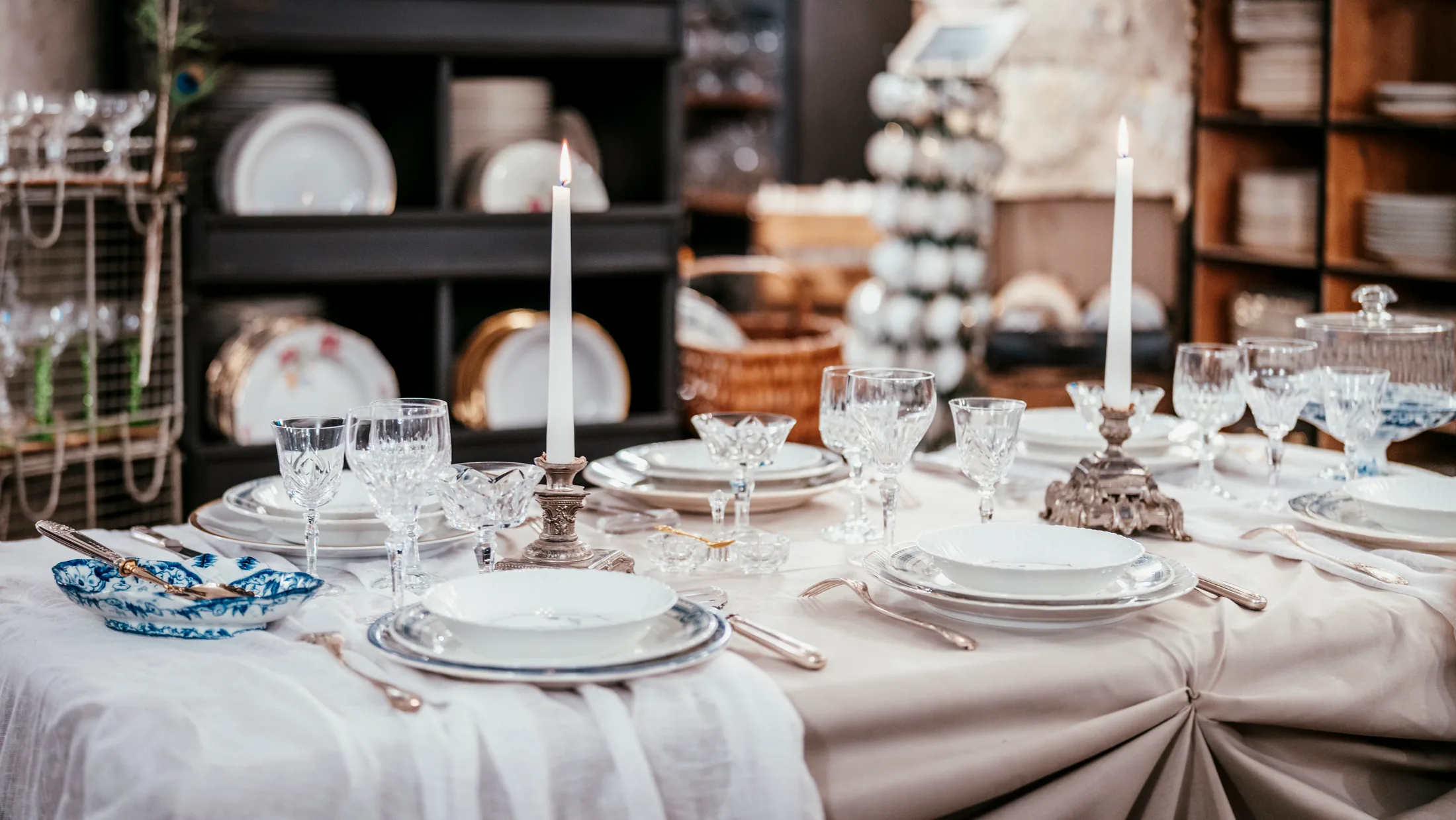 Set table with vintage tableware at KFH La Maison